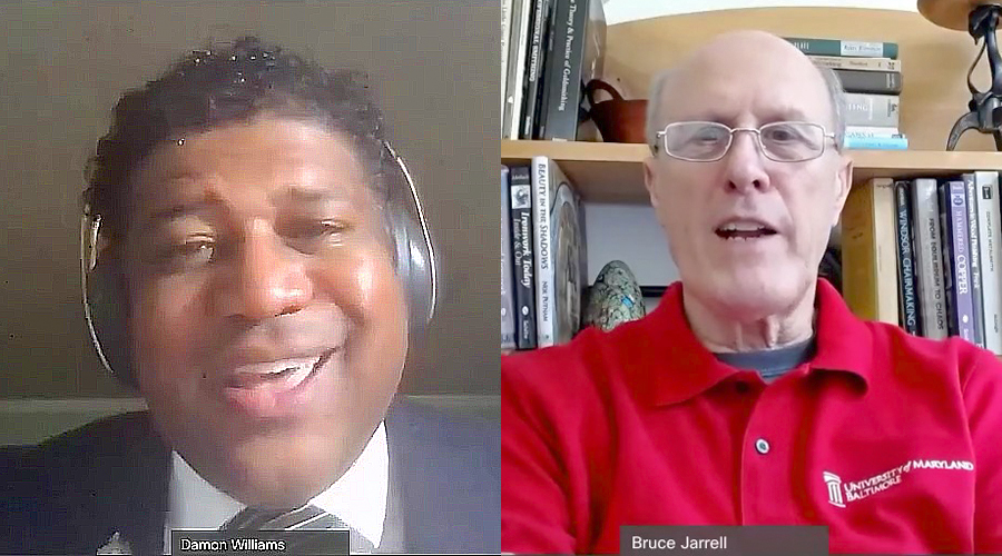 Dr. Damon A. Williams speaks with Dr. Bruce Jarrell