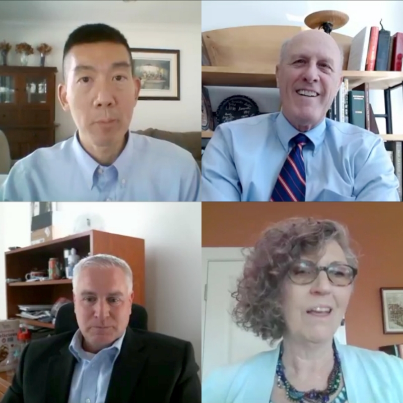 (clockwise from top left: Wilbur Chen, MD, MS; Bruce Jarrell, MD, FACS; Marianne Cloeren, MD, MPH; and Steven Deck, DM, MBA)
