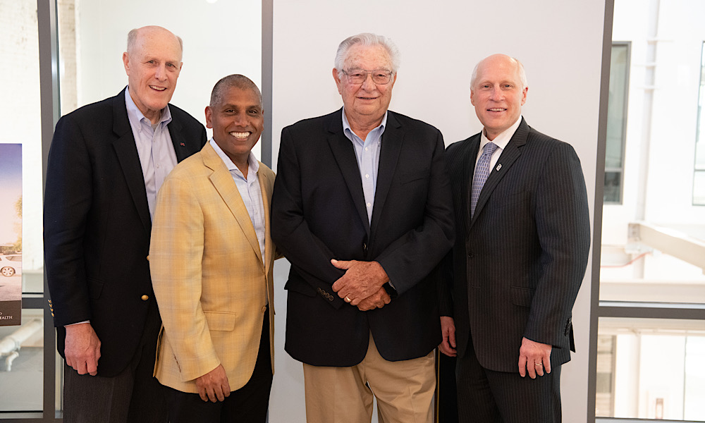 (l-r) Bruce Jarrell, Mohan Suntha, Lawrence Hayman, and Ken Kozel (CEO UM Shore Regional Health)