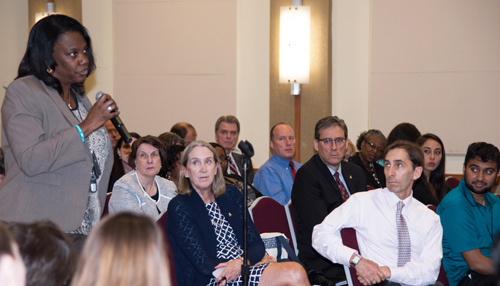 SON Assistant Professor Yolanda Ogbolu, PhD ‘11, MS ‘05, BSN ’04, CRNP-Neonatal, director of the Office of Global Health, is among those who asked questions.