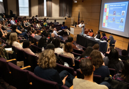 Attendees of the University of Maryland School of Social Work J.E.D.I. Summit listen intently as panelists discuss strategies for sustaining diversity, equity, and inclusion in higher education.