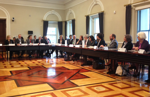 UMSON Dean Jane M. Kirschling, PhD, RN, FAAN, second from right, engages with deans invited by the White House to discuss climate change.