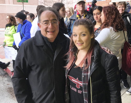 UMB President Jay A. Perman, MD, with UM School of Pharmacy student Allison Cowett