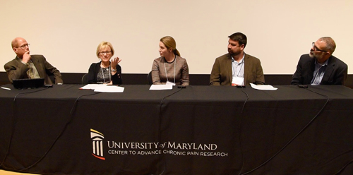 (l-r) Greg Elmer, PhD; Diane Hoffmann, JD; Suzanne Miyamoto, PhD, RN, FAAN; Mark O'Brien, JD; and Jay Unick, PhD, MSW