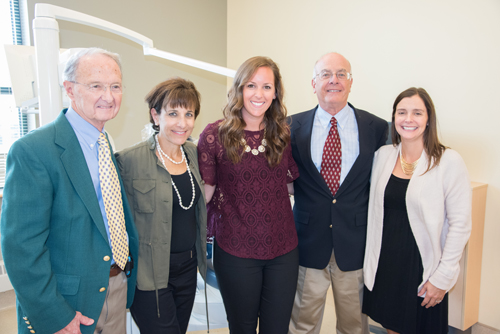 Left to right, W. King Smith, DDS, clinical instructor; Lisa Bress, RDS, MS, clinical assistant professor; Emily Davis, DDS ’17; Robert Noppinger, DDS, clinical instructor; and Sharon Varlotta, RDH, MS, clinical assistant professor, provide oral health care and work with University of Maryland School of Dentistry students in Perryville, Md.