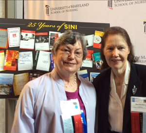 Co-chairs Judy Ozbolt, PhD, RN, FAAN, FACMI, FAIMBE, visiting professor at the University of Maryland School of Nursing (SON), left; and Mary Etta Mills, ScD, RN, NEA-BC, FAAN, CNE-BC, professor at the SON, oversee the 25th anniversary of the Summer Institute in Nursing Informatics (SINI).    