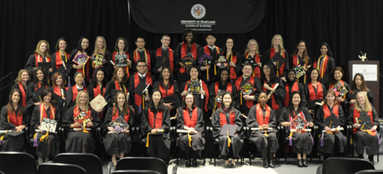 UMSON graduates gather after the ceremony held at the Universities at Shady Grove.