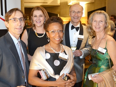 C. Daniel Mullins, PhD; Fadia Shaya, PhD, MPH, Natalie Eddington, PhD, FCP, FAAPS, dean of the School of Pharmacy, Elias Shaya; and Ellen Yankellow, PharmD '96, BSP '73 enjoy the gala.