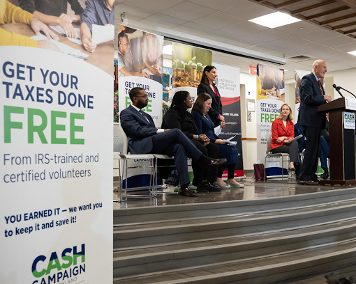The University of Maryland, Baltimore's Community Engagement Center hosts the 2023 kickoff to the CASH Campaign of Maryland. 
