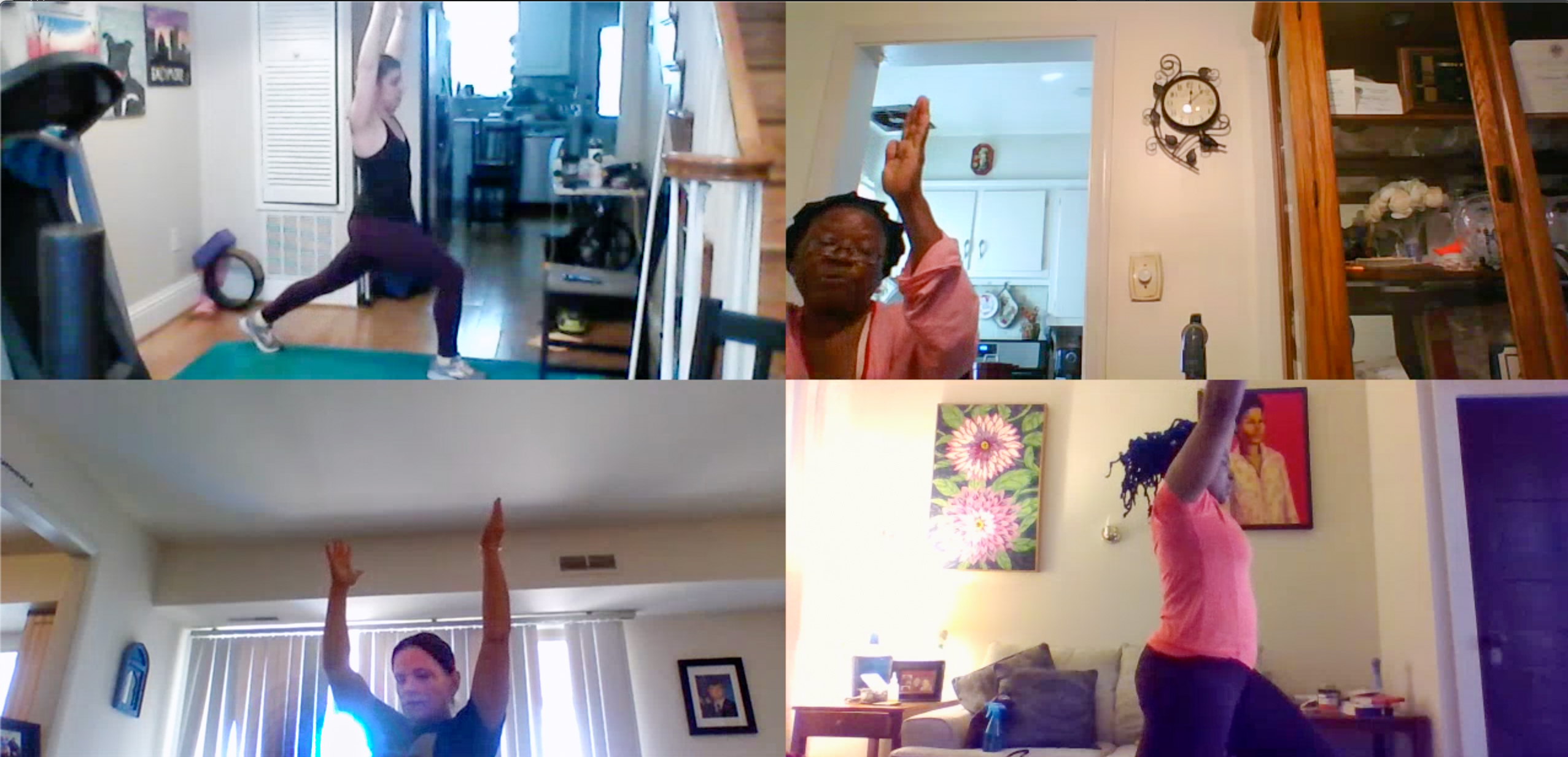 University of Maryland, Baltimore students and employees exercise on a Microsoft Teams video conference through URecFit.