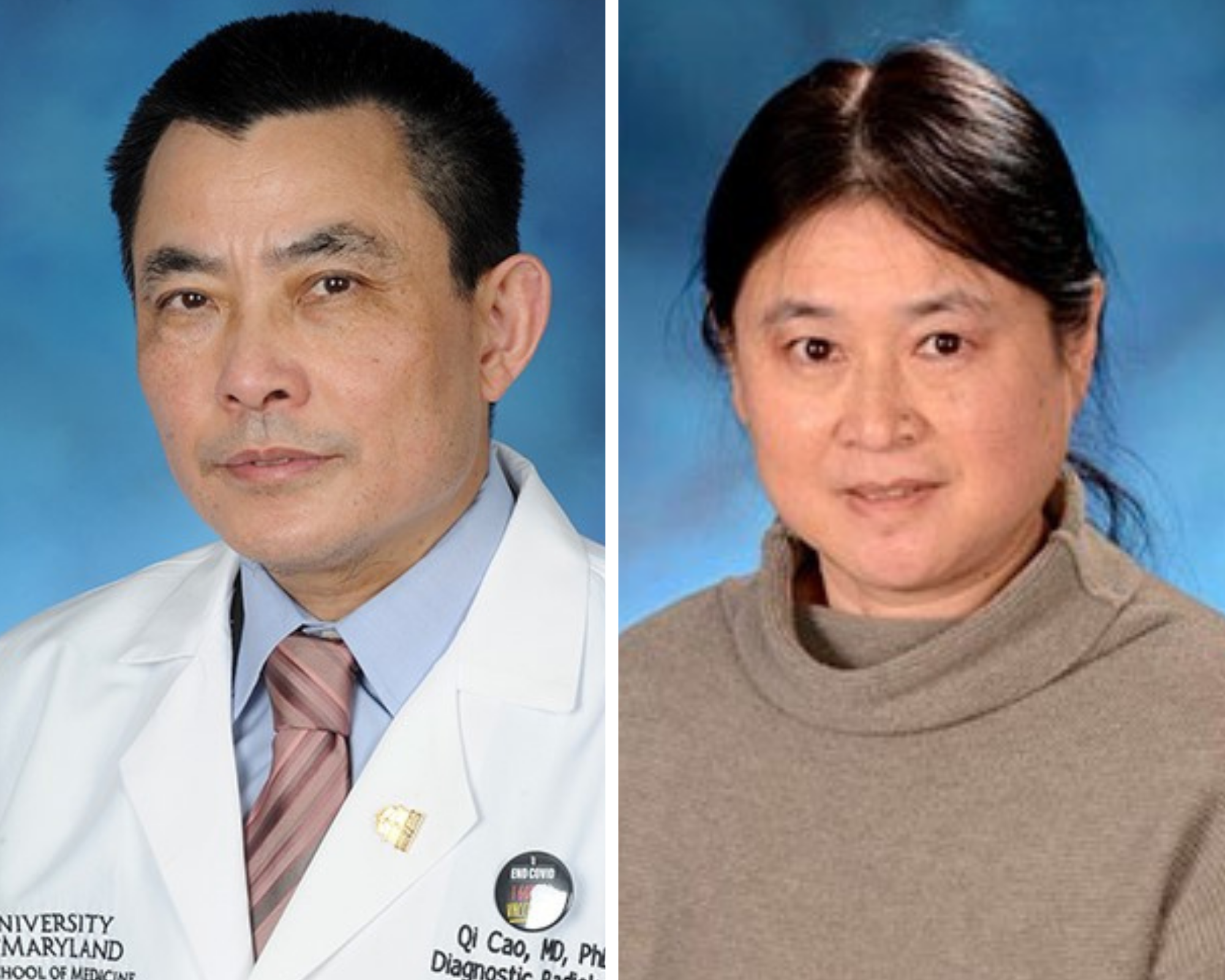 University of Maryland School of Medicine researchers Qi Cao and Su Xu.