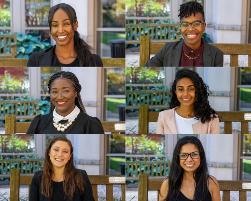 The 2019-2020 President’s Fellows (clockwise, from top left): Jamaad Abdi, Anicca Harriot, Meghna Bhatt, Marina Gettas, Nina Marks, and Adrienne Kambouris.