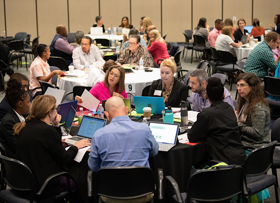 Students in the MS in Medical Cannabis Science and Therepuetics collaborate during the program's launch in the fall of 2019 at the Universities at Shady Grove.