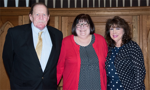 From left, Bruce Steffe, Lu Ann Marshall, and Jean Marie Roth, were recognized for 45 years of service.