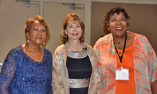 From left, Cathelean C. Steele, first lady of the Southern Christian Leadership Conference(SCLC), Ambassador Susan G. Esserman, JD, founder and executive director of the University of Maryland Support, Advocacy, Freedom and Empowerment (SAFE) Center for Human Trafficking Survivors, and Josephine Mourning, chairperson of the SCLC's Prince George's County (Md.) Chapter. 