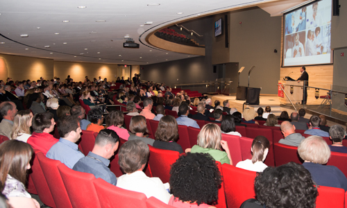 UMB’s outreach is mammoth in its scope, ranging from curing diseases in West Africa to finding jobs for those in West Baltimore, President Jay A. Perman, MD, told an audience of more than 350 staff, students, faculty, and guests who gathered in Leadership Hall.