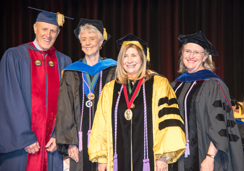 From left, Bruce Jarrell, Janet D. Allan, Lisa Rowen, and Jane M. Kirschling. Rowen was awarded the 2018 Dean's Medal for Distinguished Service.