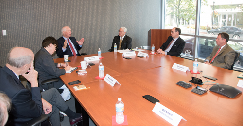 From left, Bruce Jarrell, Ann Jacobs, U.S. Sen. Benjamin L. Cardin, Jim Greenwood, James L. Hughes, and David Block.