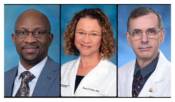 (From left) Maurice N. Reid, MD ’99; Donna Parker, MD, FACP; and Adam C. Puche, PhD