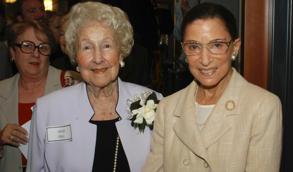 Supreme Court Justice Ruth Bader Ginsburg (right) with Doris Patz at the opening of the Nathan Patz Law Center in 2002. Photo credit: Bill McAllen