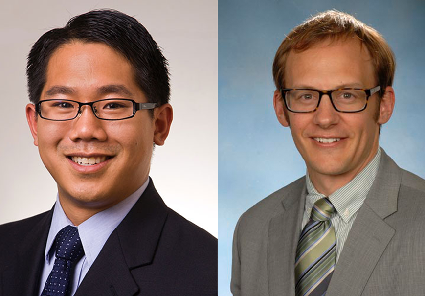 From left, Jonathan Chow, MD, assistant professor of anesthesiology, and Michael A. Mazzeffi, MD, associate professor of anesthesiology.