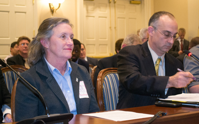School of Nursing Dean Jane M. Kirschling and Carey School of Law Dean Donald B. Tobin prepare to testify to the House Appropriations Committee.