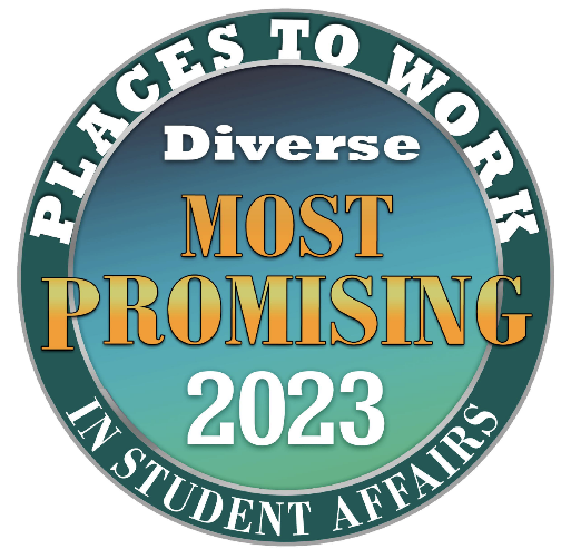 circular award that says diverse most promising 2023 places to work in student affairs