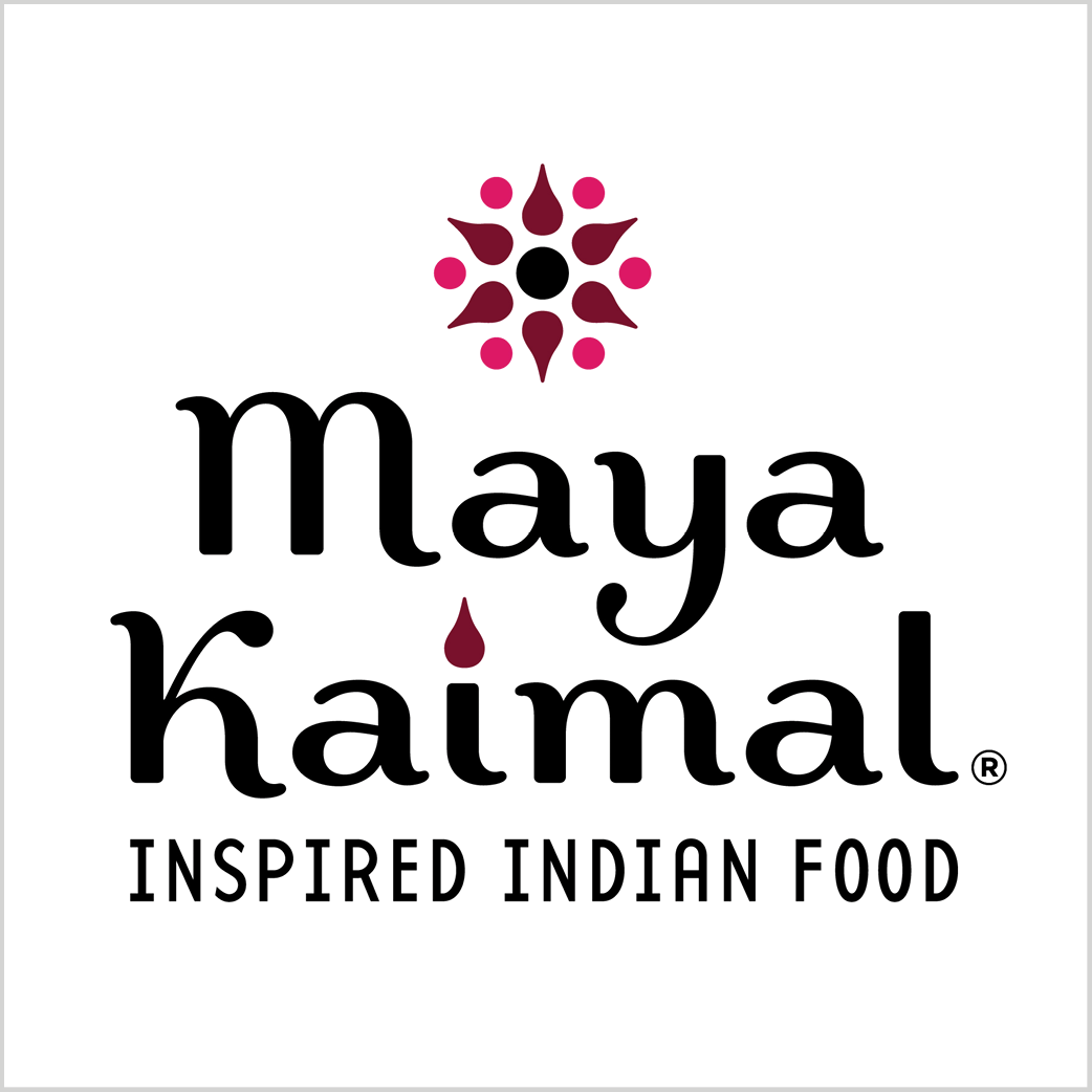 Logo that reads Maya Kaimal inspired Indian food