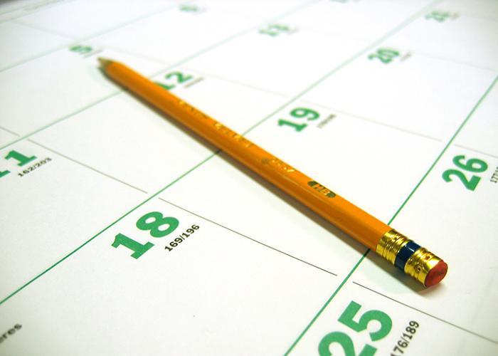 pencil on a calendar