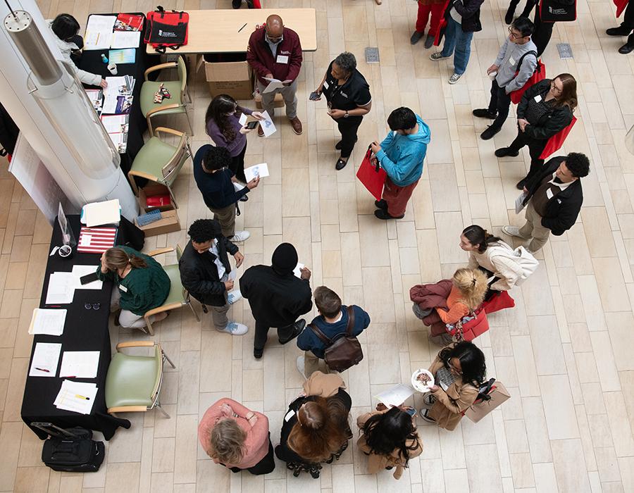 A bird's-eye view of open house attendees