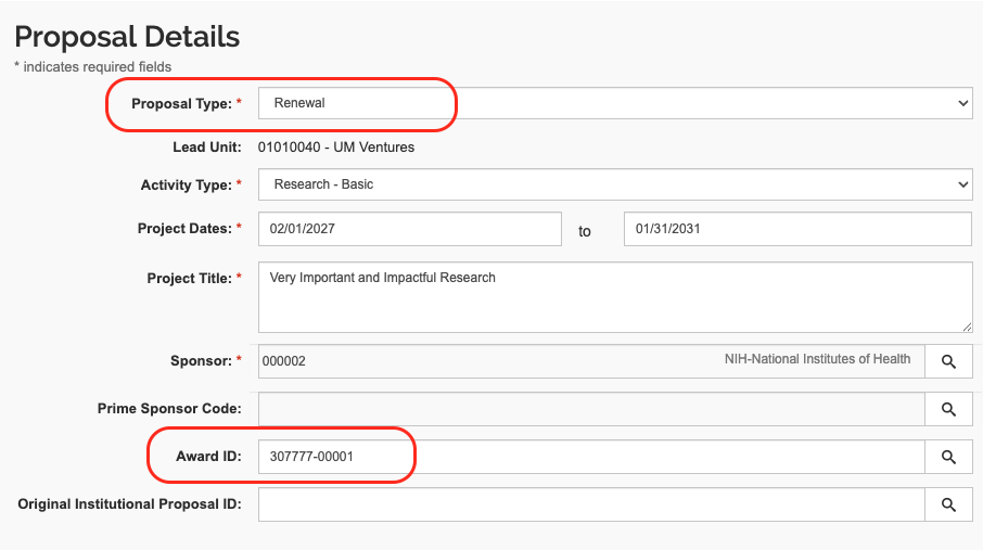 Screenshot from Kuali Research showing the fields described in the web page.