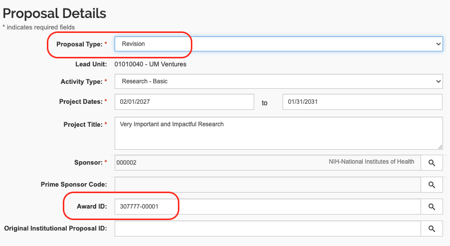 Screenshot from Kuali Research showing the fields described in the web page.