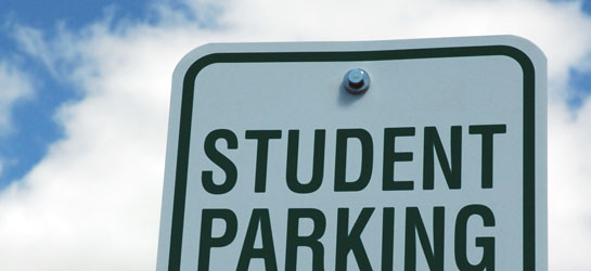 Sign for Student Parking