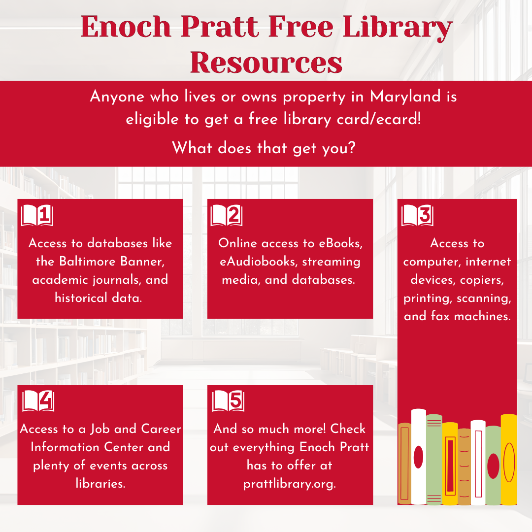 Tips for what you can do with an Enoch Pratt Library Card