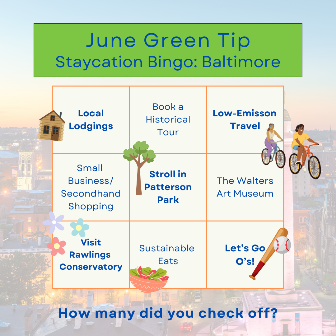 bingo to encourage folks to staycation to cut down on emissions from travel