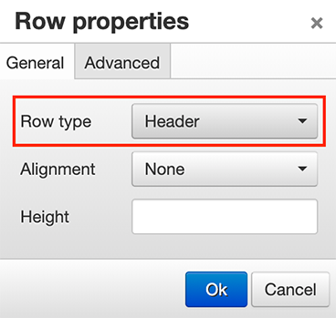 Screenshot of Row in Table Part