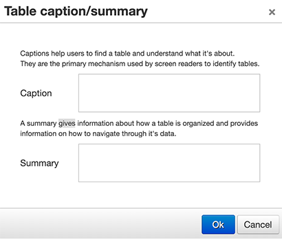 Screenshot of Table Caption