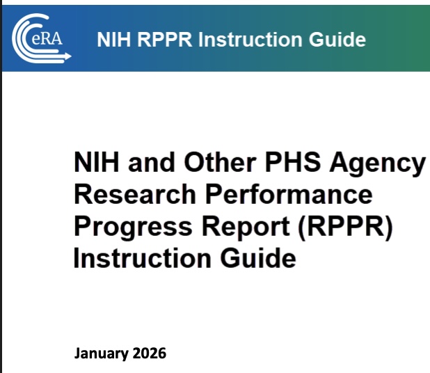 screenshot of the current NIH RPPR instructions 